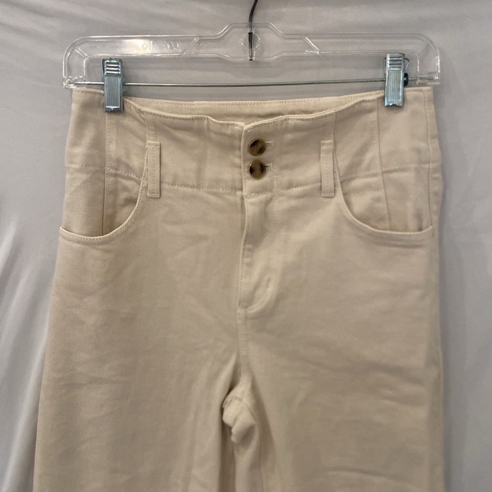 Ann Taylor Cropped Wide Leg Pants Womens 0p cream - Picture 2 of 4